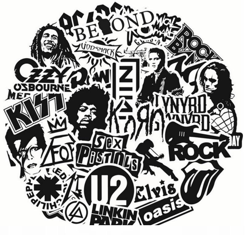 Rock Bands Black & White - 50pcs