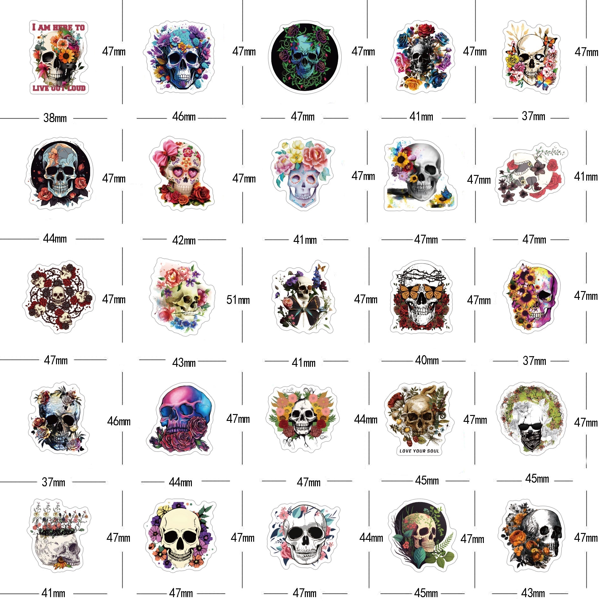 Pretty Skulls - 50pcs