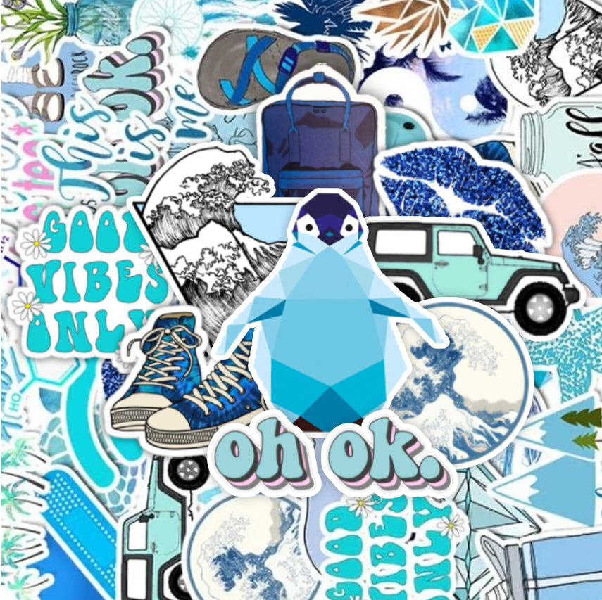 Blue Atickers Blue Stickers - 50pcs – FiddyStickers