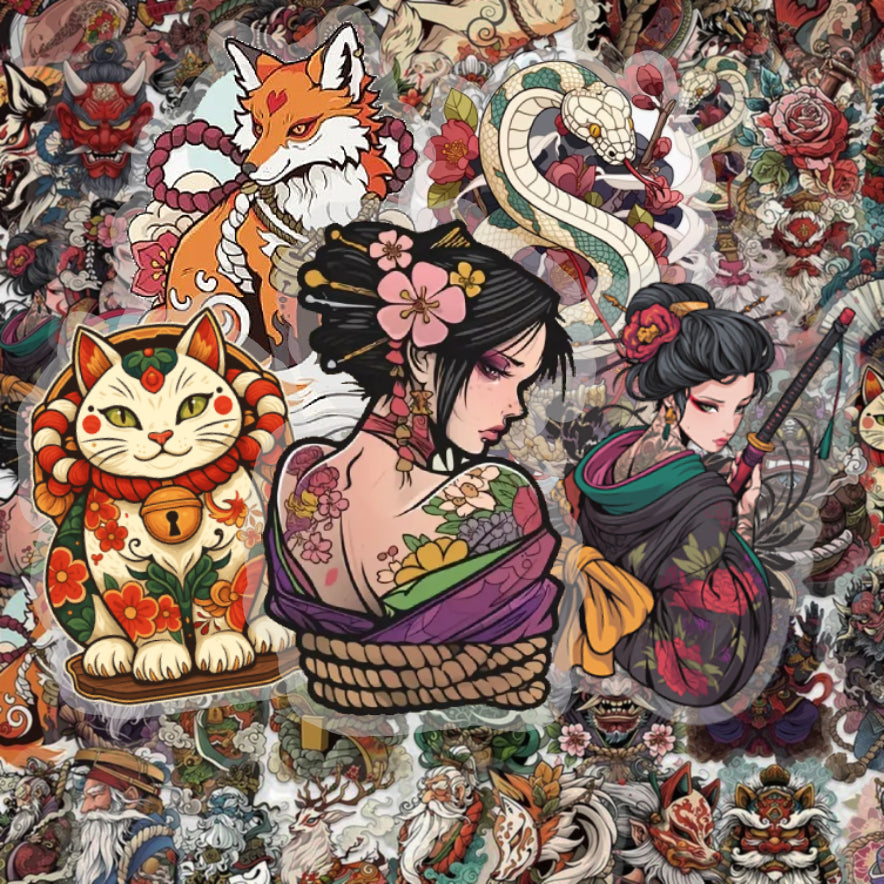 [Transparent Border] Japanese x Tattoo Art - 50pcs
